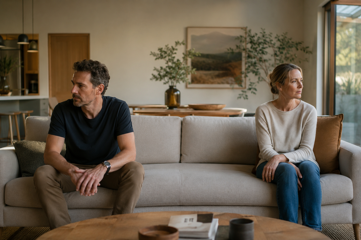 Couple experiencing relationship strain related to addiction