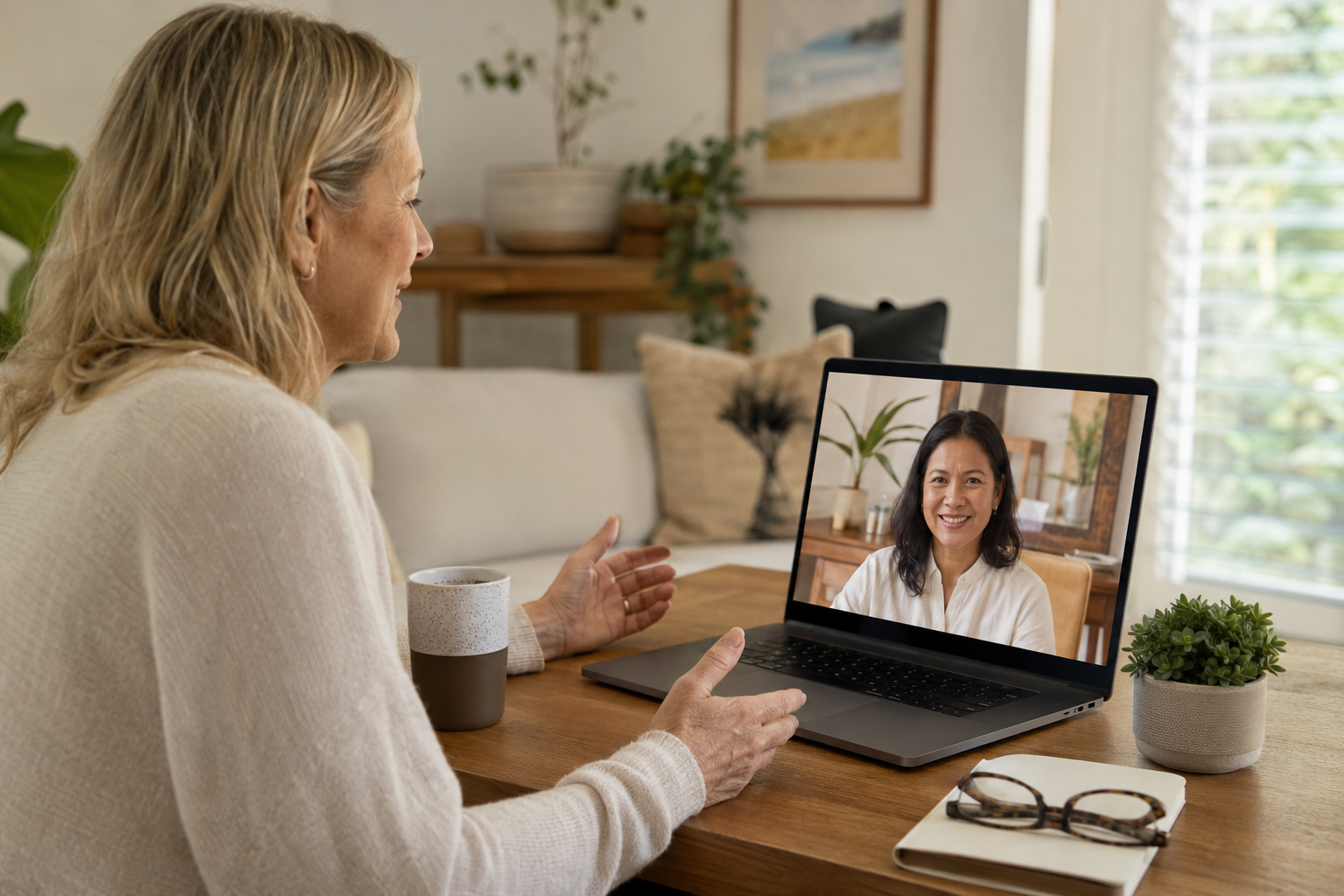 Family member speaking with an addiction treatment professional about a loved one