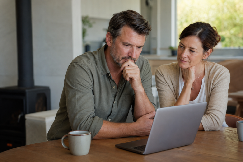 Man researching private rehab costs in Australia